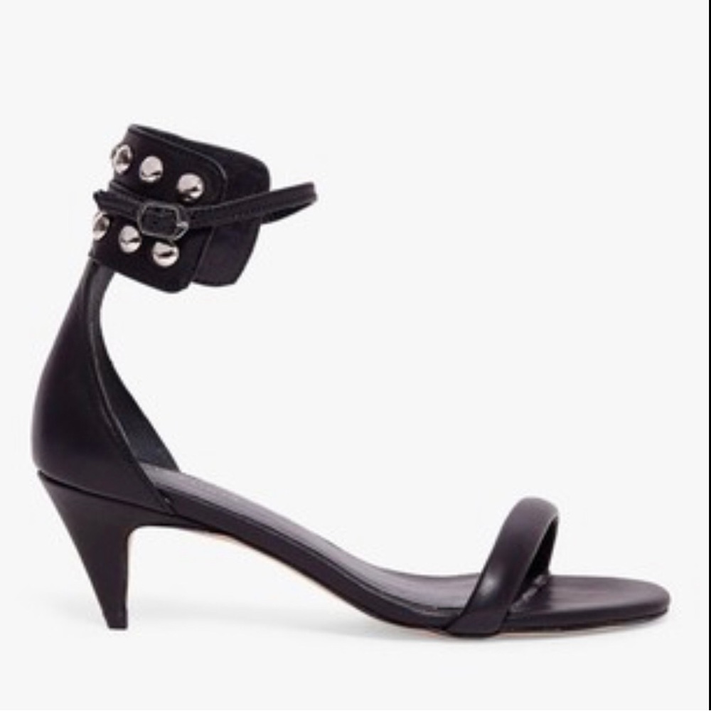 All Saints Black Evie Leather Studded Kitten Heels Size 8.5